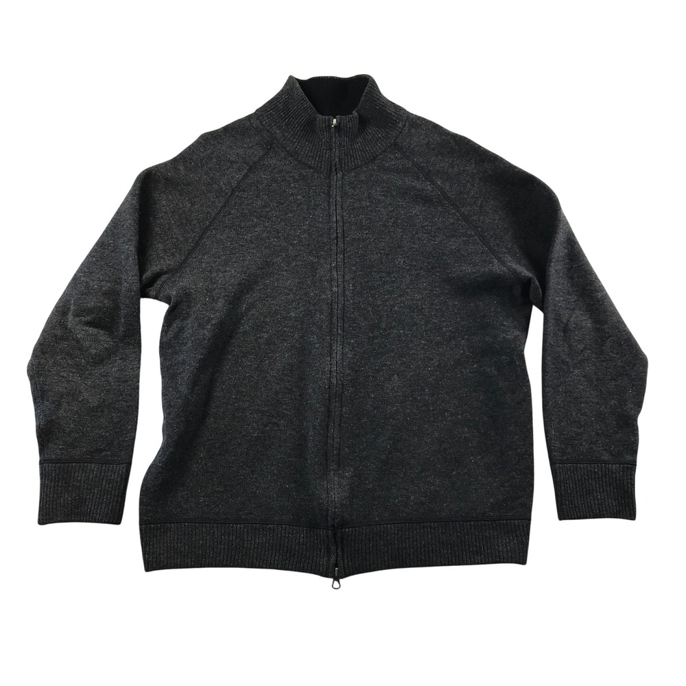 Daniel Bishop Mens XL Charcoal Gray 100% Lambswool Full Zip Cardigan Sweater